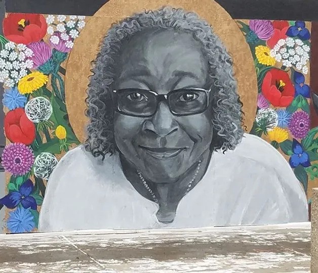 Mural of Thelma in the restaurant. 